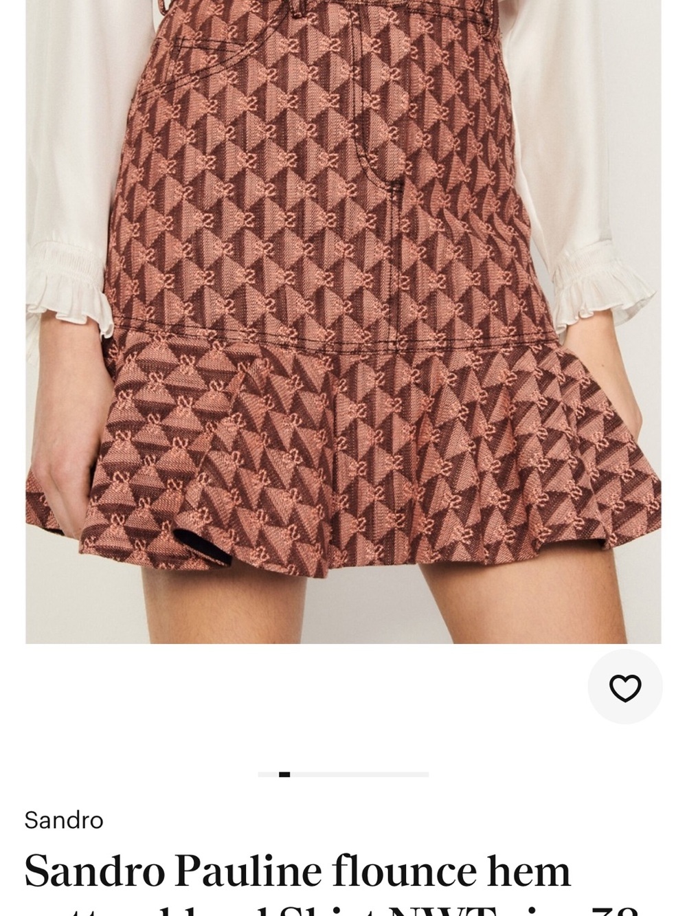 Sandro Rust Houndstooth Ruffle Mini Skirt - Picture 2 of 8